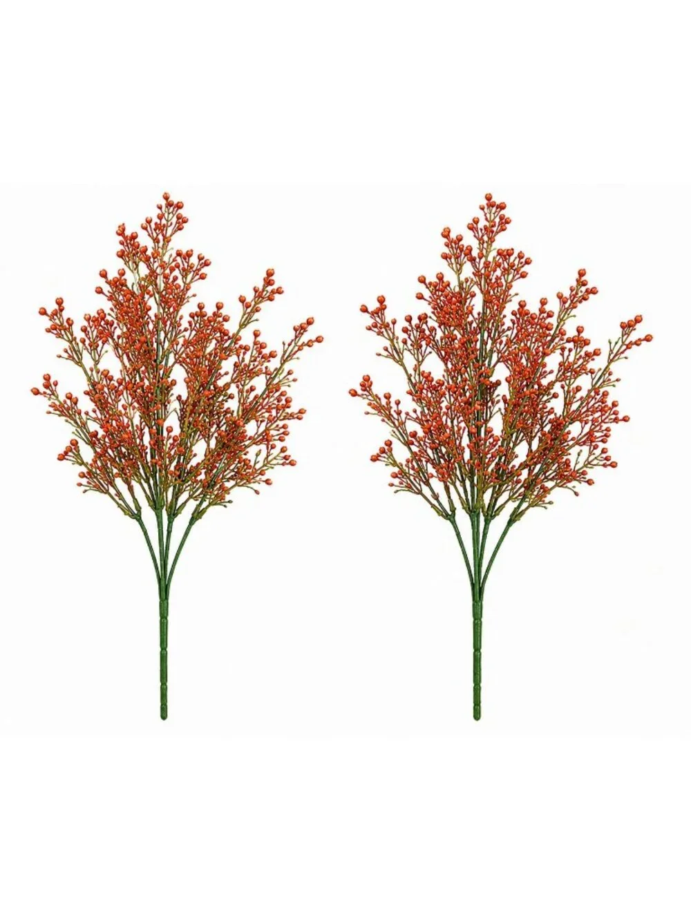 Set of 2 Red Berry Wax Flower Sprays 13 Inch Faux Filler Flowers Artificial Berr